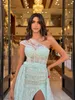 Elegant Mint Green Evening Gown Sweetheart Pärlor Crystal Party Prom Dresses Slit Formal Long Dress for Special OCN