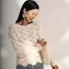Women's Sweaters Thin Loose Hollow Sweater Street Clothing Knitted V-neck Breathable Versatile Plain
