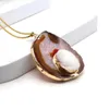 Collane con ciondolo Collana in pietra naturale agata placcata oro goccia d'acqua agate druzy per gioielli da donna regali per feste