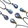 Pendant Necklaces Natural Labradorite Water Drop Necklace Men Women Healing Crystals Jewelry Irregular Glitter Stone Accessories