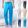 Calças masculinas Mens Tamanho UE Pijamas para Homens Nightwear Long Sleep Tops Calças Finas de Seda de Gelo Sólida Pijamas