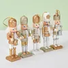 Jul Wood Home Decoration 12cm Nutcracker Puppet Soldiers for Christmas Creative Ornaments and Feative and Parry Christmas Gift