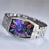 Barato novas horas loucas figuras coloridas 8880 CH mostrador preto automático relógio masculino pulseira de aço inoxidável de alta qualidade novos relógios302f