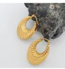 Hoop Earrings Ins Vintage 18K Gold Plated Stainless Steel Rope Texture Earring For Women Waterproof Tarnish Free Party Wedding