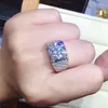 Klusterringar 14k vit guldfärg åtta hjärtan och pilar 3 s PT950 Flash Diamond Zircon Moissanite Style för parring