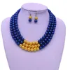 Abadon Newest Fashion Handmade Blue Yellow Multi Strand Layers Pearl Choker Statement Necklaces Sigma Gamma Rho Symbol Jewelry Y20275F