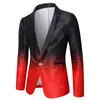 Herrdräkter 23 Spring Personalized Print One Button Suit Gradient Color Man Dress Performance Performance