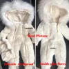Down 024 ay doğumlu bebek tulumu kış pamuklu romper eldiven ile kapüşonlu kalışlı erkek snowsuit kız giyim seti 231007