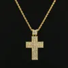 Mens Hip Hop Jewelry 18K Gold Silver Plated Fashion Bling Bling Cross Pendant Men Necklace For Gift Present Christian225w