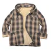 Men's Jackets Plush For Men Male Fleece Lined Flannel Plaid Shirts Zipper Jacket With Hood Mens Tall