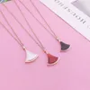 New Fashion Elegant Rose Gold High Quality Titanium Little Red Dress Necklaces Sector Mother Of Pearl Pendant Necklace Women1263n