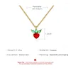 Hänge halsband söta mini Crystal Strawberry Short ClaVicle Chain Sweet Small Fruits Halsband för kvinnliga flickor smycken