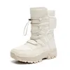 Botas femininas caminhadas neve masculina quente tamanho grande sapatos de algodão de alta qualidade cor sólida plataforma de dedo do pé redondo botas de nieve