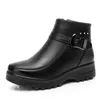 Botas moda inverno mulheres botas de tornozelo de couro feminino grosso pelúcia quente botas de neve mãe impermeável antiderrapante botas botas de mujer 231007