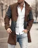 Męskie okopy płaszcze pasują do kolorów nadruk codzienne wakacje z kieszeniami z przodu guziki streetwear sport luźne