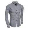 Camisas casuais masculinas 2023 homens formal simples camisa de negócios moda magro ajuste manga longa cor sólida tops masculino confortável social