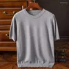 Męskie koszulki T-shirt kaszmirowy Królowy bazowy sweter bazowy O Duży rozmiar pół-rękawoeved Pure Wool Bluzka Sprężyna letnia Tops TEE