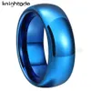 Bröllopsringar 6mm 8mm 100 Pure Tungsten Carbide Engagement for Men Women Blue Fashion Band Dome Polished Comfort Fit 231007