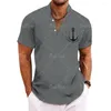 Mäns casual skjortor vintage Henley kort ärm toppar 3d ankare grafiska kläder dagliga designer kläder streetwear mens hawaiian