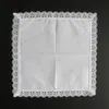 Mouchoir fin en coton et dentelle blanche, 23x25cm, pour femmes, cadeaux de mariage, décoration de fête, serviettes en tissu, uni, vierge, bricolage