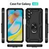 Cas de téléphone d'armure pour Samsung Galaxy A35 A55 S24 S23 FE A15 A25 A05 A05S A14 Ultra Plus Ring Kickstand Tocoping Case Hover