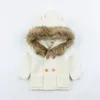 Jackets 024M Winter Baby Boys Girls Knitted Cardigan Outfits Warm Autumn Infant Kids Fur Hooded Sweaters Long Sleeve Coat 231007