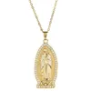 Virgin Mary Pendant Necklace for Women Gold Color CZ Crystal rostfritt stål smycken Hela Colar Chain Cross Trendy Gift2035