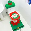 Toiletbrilhoezen 3 stks Kerst Cover Tapijt Leuke Cartoon Kerstman Sneeuwpop Elanden Elf Decoraties Thuis Badkamer Benodigdheden