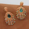 Dangle Earrings Luxury Jewelry For Women 2023 Trendy Bridesmaid Fireworks Peacock Feathers Woman Anniversary Gift Female