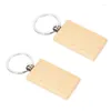 Keychains 80Pcs Blank Wooden Key Chain DIY Wood Tags Gifts Yellow Rectangle