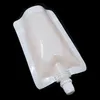 8 12cm 100ml 100pcs Lot Beyaz Boş Boş Doyback Spout Paketi Çanta İçme Depolama Standı Spout Pe Plastik Kese Jöle Suyu Cep2691