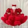 Nieuwe gele prinses Flower Girl -jurk Pleit trouwjurken Kostuums Eerste communie Shiny VL Neck Toddler Verjaardagsfeestjes Jurken Girls Pageant draagt 403