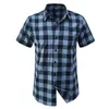 Chemises décontractées pour hommes Vêtements pour hommes 2023 Printemps Automne Plaid Chemise à manches courtes Rétro Jeunes Tout-Match Top Coat Taille américaine