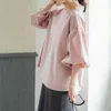 Blouses Femmes Gagarich Japonais Coréen Femmes Blouse Printemps Été Chemise Lâche Manches Bouffantes Pull Crewneck Poupée Top Vêtements