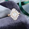 クラスターリングcxsjeremyヴィンテージモワッサナイト婚約リングセンター1ctラウンド14k 585ローズゴールドバゲットカット