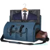 Bolsas de lona Azul Multifunción Hombres Traje Almacenamiento Bolsa de viaje Gran capacidad Equipaje Bolso Masculino Zapatos impermeables Bolsillo