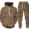 Survêtements pour hommes Printemps Automne Hommes Camouflage Arbre Vêtements Costumes Chasse En Plein Air Tenues Survêtement Unisexe Sweats À Capuche Pantalon 2pcsSet Surdimensionné