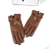 Women's winter leather gloves Plush touch screen sheepskin for cycling with warm insulated sheepskin fingertip gloves