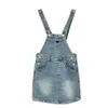 Vrouwen casual denim jurk metalen badge riem rok ontwerper zomer mouwloze jurken mode ademende jurk194l