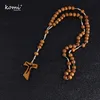 Pendant Necklaces Komi Catholic Christ Orthodox Wooden Beads Hollow Cross Necklace For Women Men Religious Jesus Rosary Jewelry Gi3045