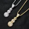 Pendant Necklaces Christmas Gift Iced Out Cubic Zirconia Snowman Stainless Steel Braided Chain Necklace Kalung HipHop Jewelry222n