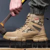 Sicherheitsschuhe Outdoor Herren Arbeitsstiefel Sicherheitsschuhe Pannensichere Sicherheitsstiefel Arbeit Stahlkappenschuhe Unzerstörbare Wüstenkampfstiefel Schutz 231007