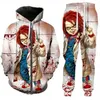 Release Nieuwe Mannen Vrouwen Halloween Kind Grappige 3D Print Mode Trainingspakken Broek Rits Hoodie Casual Sportkleding L07321S