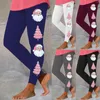 Leggings femininas calças natal impresso estiramento longo menina boxers para mulher fina 3/4