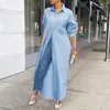 Women's Blouses Women Shirt Buttons Closure Warm Arc Hem Simple Casual Maxi Dress Long Coat Female Clothing