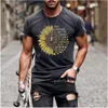 Męskie koszulki Męskie T-shirt Summer Słoneflower Słoneflower Print Graphic T Shirts Gym Fitness