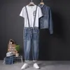 Jeans da uomo streetwear blu tuta da uomo vintage cerniera staccabile tuta da uomo multi tasche utensili denim pagliaccetto YT502311294r