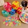 Hårtillbehör 100st Box Candy Colors Elastic Ties For Born Girls Baby Small Hairbands Soft Cotton Ponytail Holder Accessoires