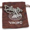 Pendentif Colliers Nordic Viking Raven Axe Stainlee Acier Amulette Talisman Collier avec sac cadeau