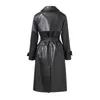 Women's Leather 2023 äkta fårskinnrock mode bälte trench Autumn Spring Real Jacket FG5151